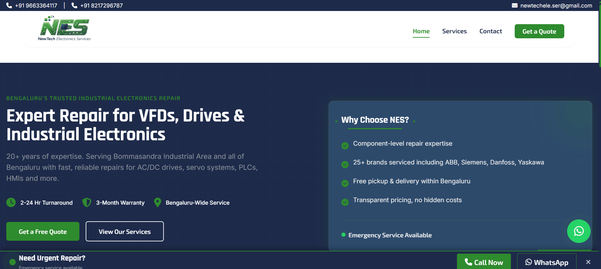NewTech Electronics Services - B2B Website